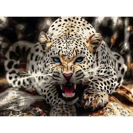 Алмазна мозаїка "Погляд леопарда" 40х50 см від ColorArt