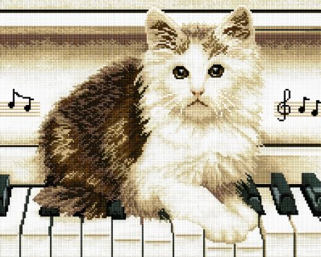 ColorArt Алмазна мозаїка "Котик на роялі" 40х50 см SP056