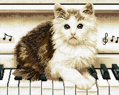 Алмазная мозаика "Котик на рояле" 40х50 см ColorArt SP056