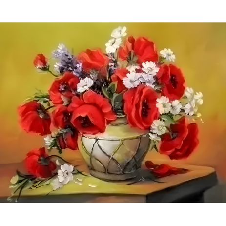 ColorArt SP057 40х50 см Алмазна мозаїка Букет маків