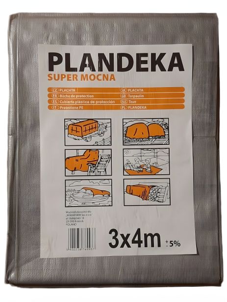 Захисний тент Пландека Тарпаулін 3x4м Super Mocna (160г/м2) (Wimar) Польща з люверсами