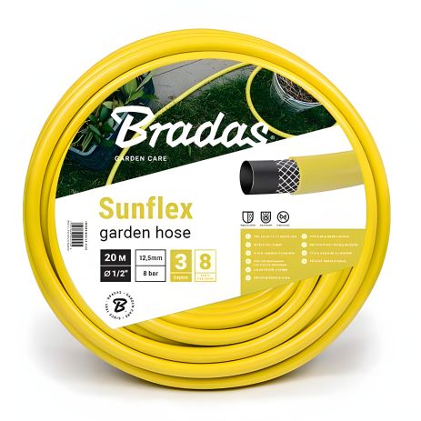 Трёхслойный армированный поливочный шланг SUNFLEX 1/2" (12,5мм) - 20м Bradas ПОЛЬША