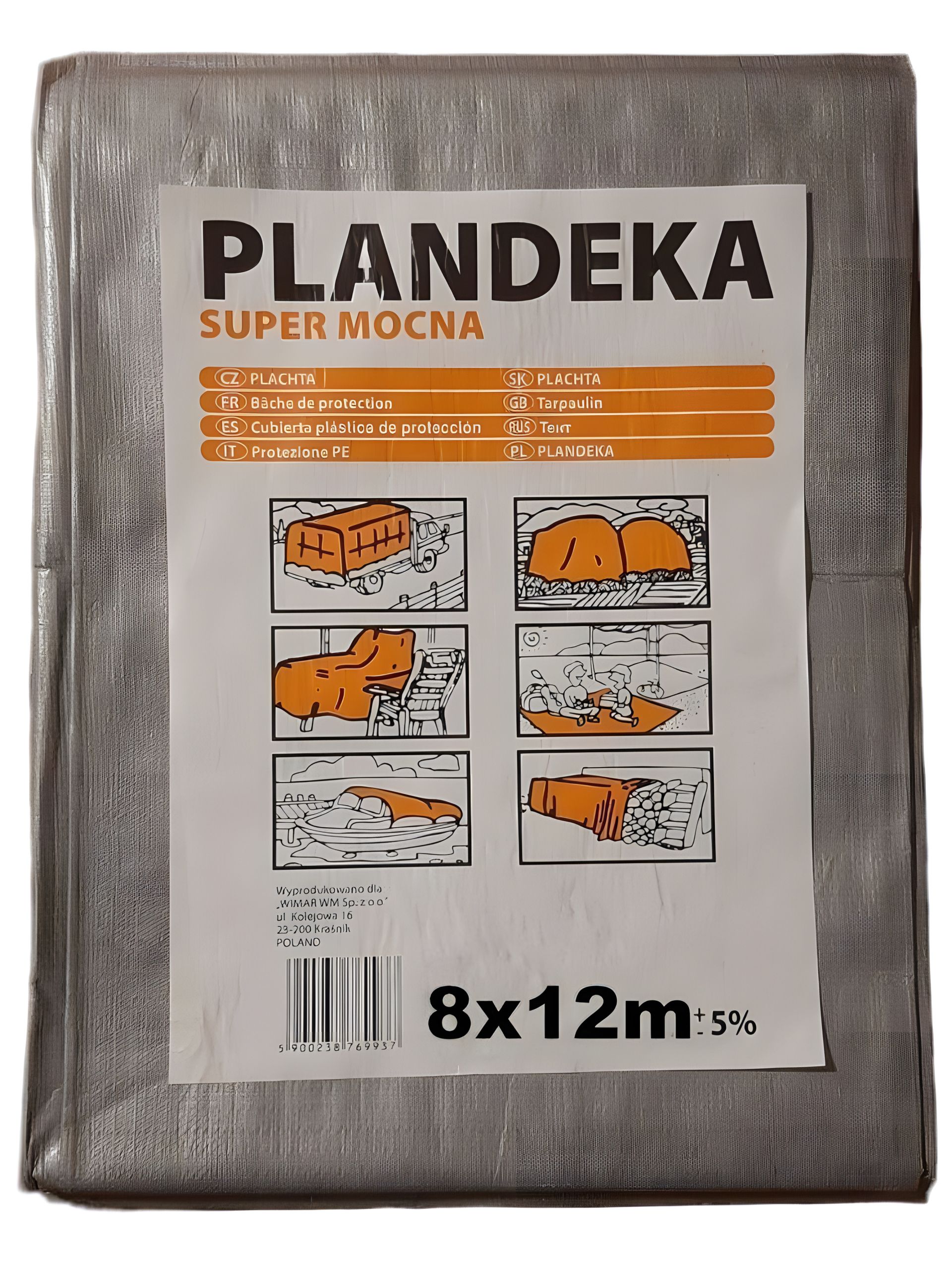 Защитный тент Пландека Тарпаулин 8x12м Super Mocna (160г/м2) с люверсами, Wimar Польша Защитный тент Пландека Тарпаулин 8x12м Super Mocna (160г/м2) с люверсами, Wimar Польша