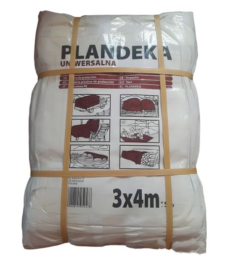Тарпаулін тент Пландека з люверсами захисний 3x4м (90г/м2) білий (Wimar) Польща
