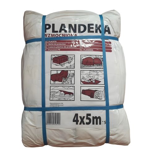 Захисний тент Пландека Тарпаулін 4x5м (90г/м2) білий з люверсами, Wimar Польща Захисний тент Пландека Тарпаулін 4x5м (90г/м2) білий з люверсами, Wimar Польща