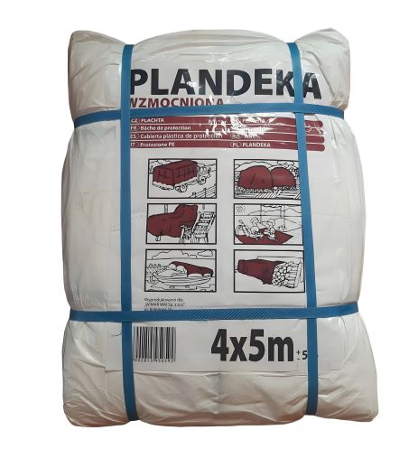 Захисний тент Пландека Тарпаулін 4x5м (90г/м2) білий з люверсами, Wimar Польща