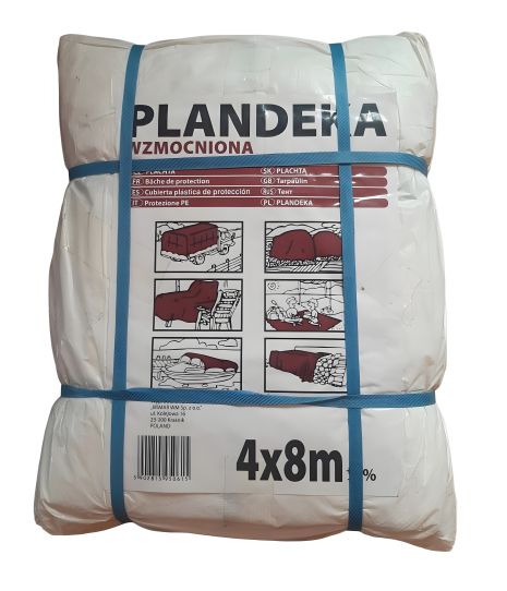 Тент Пландека Тарпаулин 4x8м защитный для дачи (90г/м2) белый (Wimar) Польша с люверсами Тент Пландека Тарпаулин 4x8м защитный для дачи (90г/м2) белый (Wimar) Польша с люверсами