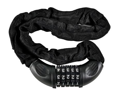 Протиугінний замок у чохлі 6X1000 мм, ключ-код, чорний Протиугінний замок у чохлі 6X1000 мм, ключ-код, чорний