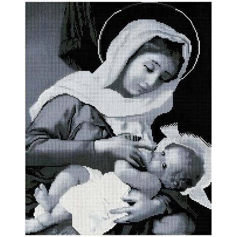 Алмазна мозаїка "Ікона Годувальниця" в сірих кольорах 40х50 см ColorArt SP070