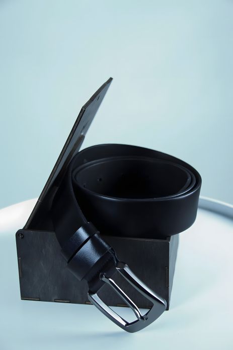 Чоловічій ремінь з натуральної шкіри (чорний) Чоловічій ремінь з натуральної шкіри (чорний)