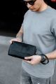 Чоловіча барсетка-клатч SKILL із натуральної шкіри чорна
