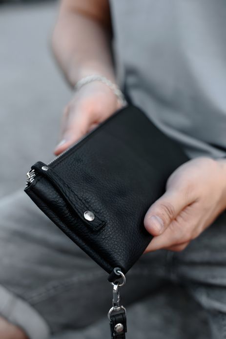 Чоловічий гаманець S-KILL клатч з натуральної шкіри чорний
