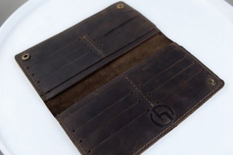 Мужское портмоне Skill из натуральной коричневой кожи