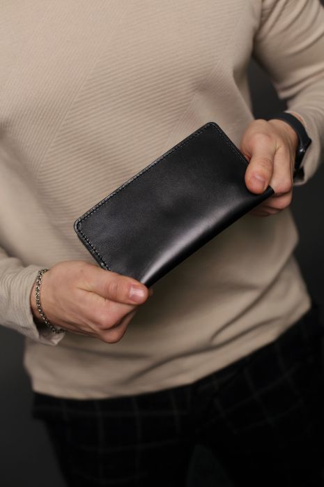 Мужское кожаное портмоне черное