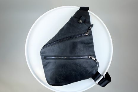 Чоловіча шкіряна сумка SKILL кроссбоді чорна