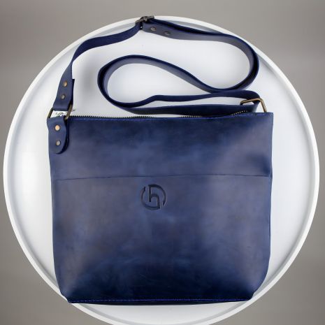 Чоловіча сумка Skill, месенджер з натуральної шкіри, синя