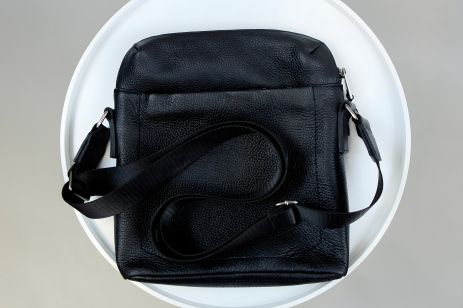 Чоловіча сумка мессенджер SKILL шкіряна чорна Чоловіча сумка мессенджер SKILL шкіряна чорна