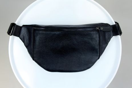 Чоловіча Сумка Бананка SKILL шкіряна, чорна Чоловіча Сумка Бананка SKILL шкіряна, чорна