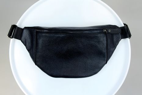 Чоловіча Сумка Бананка SKILL шкіряна, чорна Чоловіча Сумка Бананка SKILL шкіряна, чорна