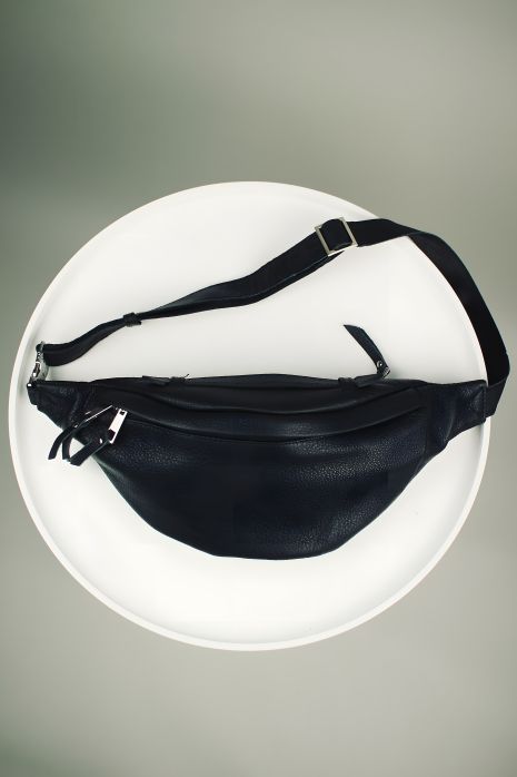 Чоловіча сумка SKILL із натуральної шкіри, чорна, на пояс Чоловіча сумка SKILL із натуральної шкіри, чорна, на пояс