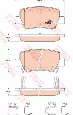 Колодки гальмівні TOYOTA AVENSIS SW 1.6,1.8,2.0,2.0D-4D,2.2D-4D 09- задн. , TRW (GDB4175)