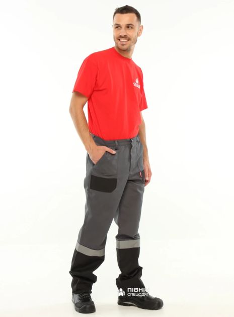 Брюки рабочие Professional Combo серые со светоотражающей полосой 44-46