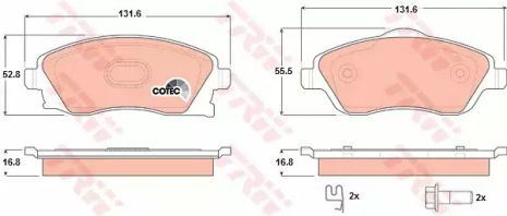 Диск для гальмівних колодків Opel Corsa C (F08, F68) спереду. , TRW (GDB1570)