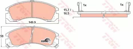 Диск для гальмівних колодок Mitsubishi Galant IV (E3_A) спереду. , TRW (GDB1126)