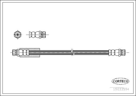 Гальмівний шланг Jetta/CC/Golf/Passat/Touran/Altea/Leon/Toledo/Superb/Octavia/A3 98-, CORTECO (190335