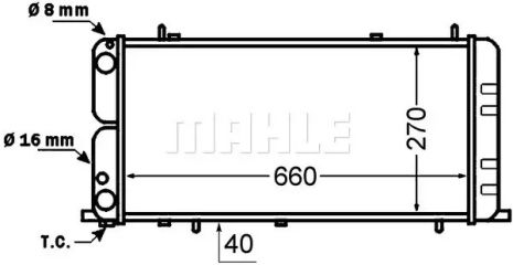 Радиатор охлаждения Audi 100 1.6-2.0 76-90, MAHLE (CR140000S)