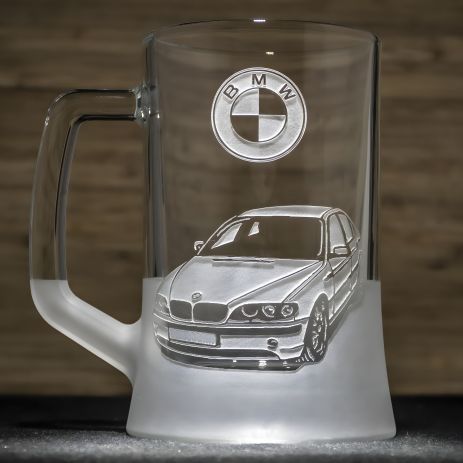 Пивной бокал с гравировкой BMW E46 - автолюбителю