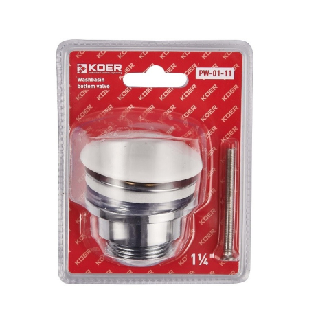Донний клапан для умивальника KOER PW-01-11 1 1/4'' з кнопкою та керамічною накладкою. (KR3405) Донний клапан для умивальника KOER PW-01-11 1 1/4'' з кнопкою та керамічною накладкою. (KR3405)