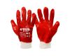 Перчатки кислотостойкие, хлопковый трикотаж, полное PVC покрытие, вязанный манжет 10.5" подвес, красные MASTERTOOL 83-0501