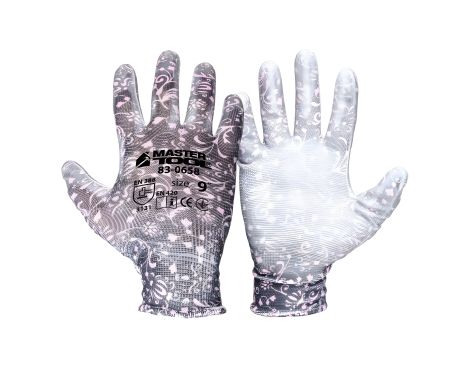 Перчатки трикотажные "Орхидея" бесшовные с полиуретановым покрытием ладони 9" 17-20 г подвес 12 пар MASTERTOOL 83-0658doz Перчатки трикотажные "Орхидея" бесшовные с полиуретановым покрытием ладони 9" 17-20 г подвес 12 пар MASTERTOOL 83-0658doz