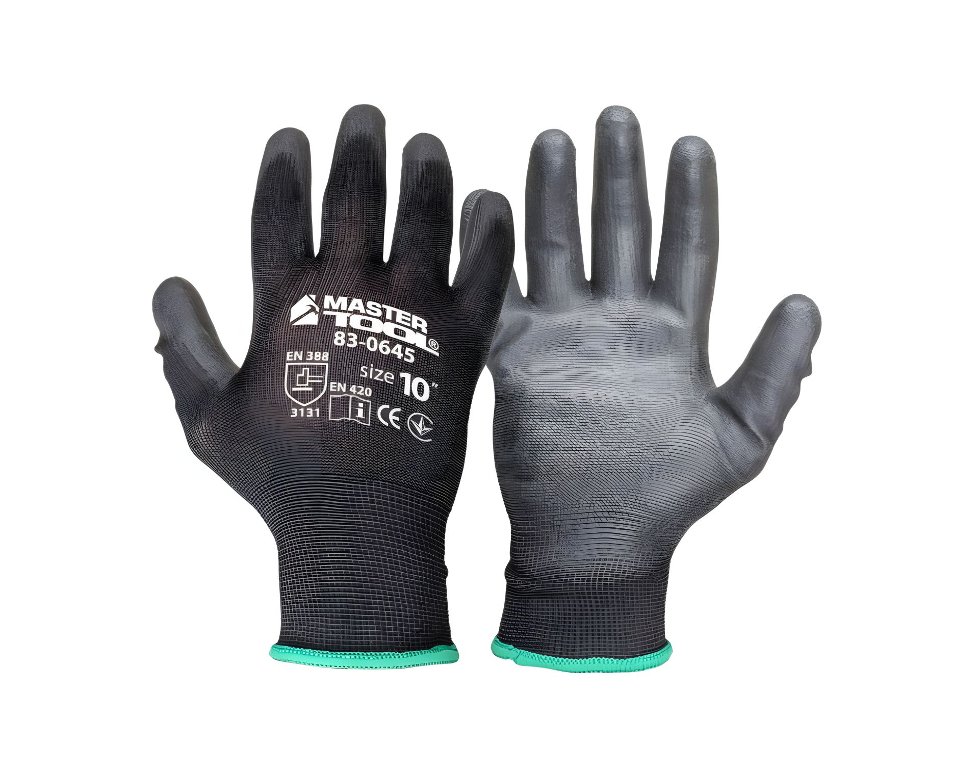 Перчатки бесшовные трикотажные с полиуретановым покрытием ладони 10" 25-26 г подвес 12 пар черные MASTERTOOL 83-0645doz Перчатки бесшовные трикотажные с полиуретановым покрытием ладони 10" 25-26 г подвес 12 пар черные MASTERTOOL 83-0645doz