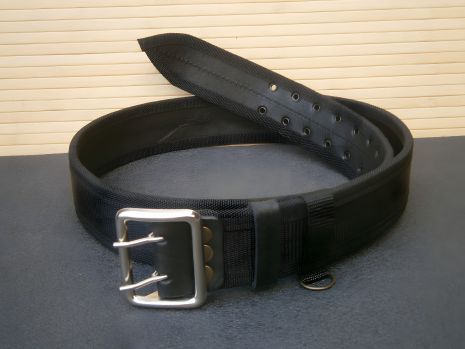 Черный офицерский ремень (строп+кожаный) 100-125 см Черный офицерский ремень (строп+кожаный) 100-125 см