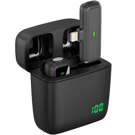 Бездротовий петличний мікрофон з зарядним кейсом Savetek P34 Lightning, петличка для Apple iPhone / iPad, до 20м