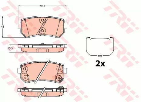 Тормозные колодки для дисков hyundai tucson, kia sportage, 1.6-2.0, 15-, TRW (GDB3636)