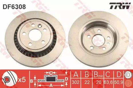 Гальмівний диск, xc60 08-15 TRW (DF6308)