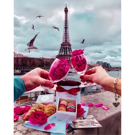 Алмазная мозаика Бокалы и Париж 40х50 см ColorArt SP088