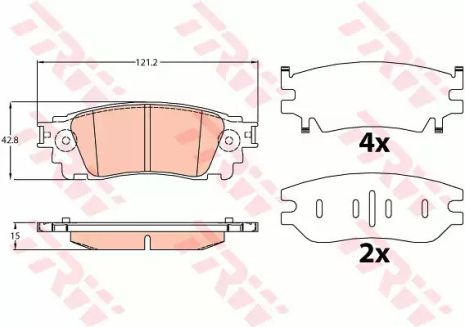 Дискові гальмівні колодки Lexus NX200T/NX300H 14, TRW (GDB4459)