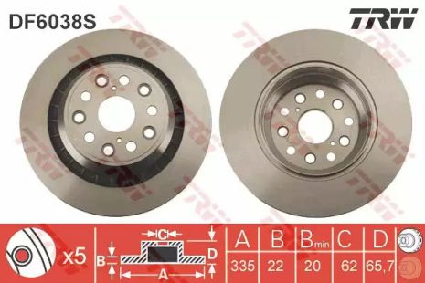 DF6038S TRW - Тормозной диск, TRW (DF6038S)