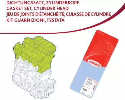 Прокладки (комплект) верх. без прокладки головки блоку RENAULT G9T/G9U (Corteco), CORTECO (418723P)