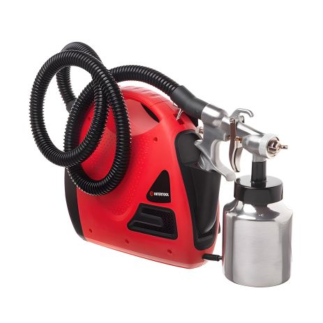 Краскопульт электрический HVLP, 0,6 кВт, 450-550 мл/мин, форсунка 1,8 мм, бачок 1000 мл, 0,14-0,70 бар INTERTOOL DT-5060