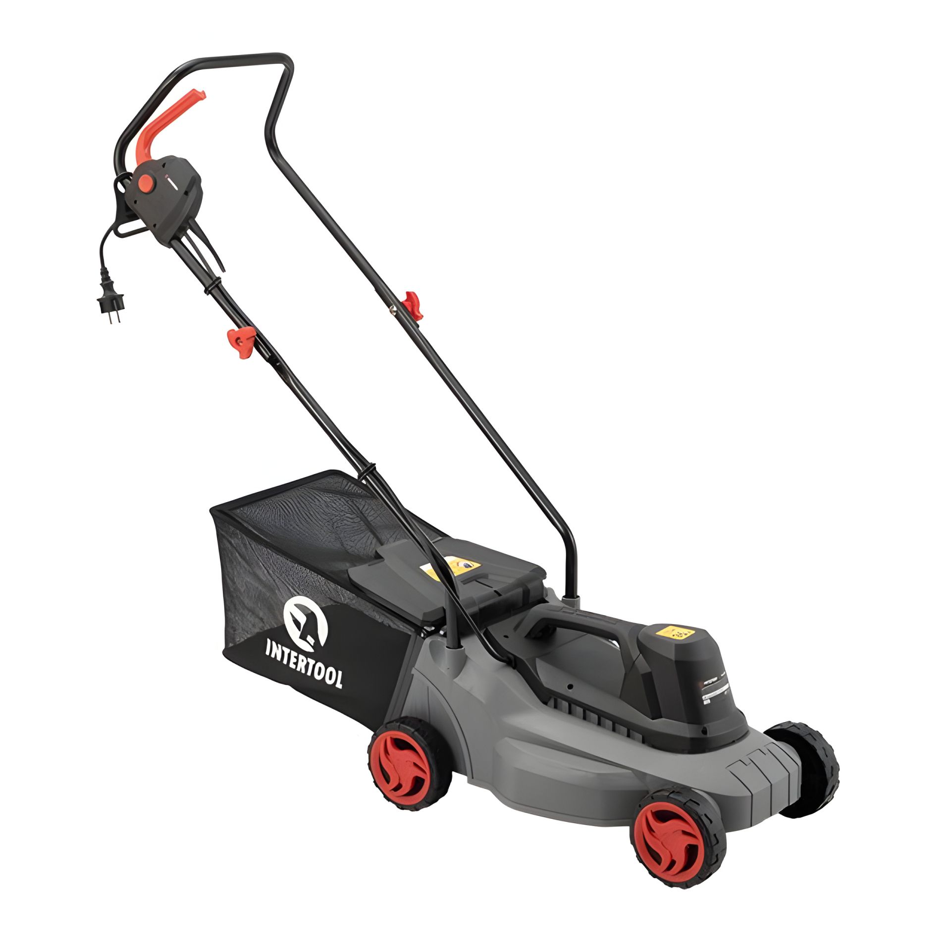 Электрическая газонокосилка, 1,2 кВт, 3300 об/мин, ширина среза 320 мм, высота среза 27/45/52 мм, контейнер 30 л INTERTOOL DT-2260 Электрическая газонокосилка, 1,2 кВт, 3300 об/мин, ширина среза 320 мм, высота среза 27/45/52 мм, контейнер 30 л INTERTOOL DT-2260
