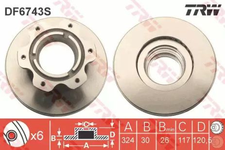 Диск тормозной MERCEDES-BENZ VARIO, TRW (DF6743S)
