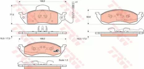 Гальмівні колодки MB M-клас передня. TRW (GDB1378)