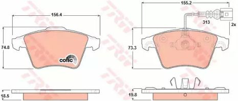 Колодки тормозные дисковые VW TOUAREG передн. TRW (GDB1651)