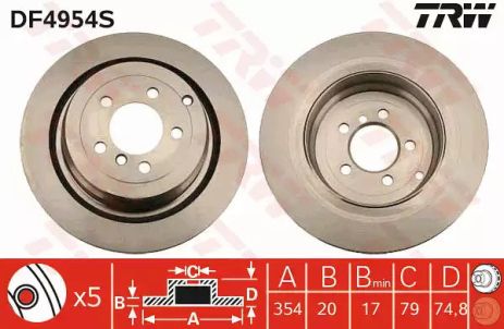 Диск тормозной LAND ROVER Rang Rover R 02, TRW (DF4954S)