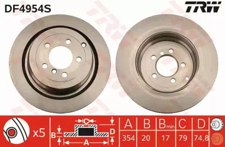 Диск гальмівний LAND ROVER Rang Rover R 02, TRW (DF4954S)